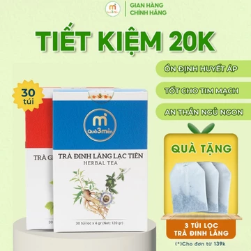Combo 2 Hộp Trà Giảo Cổ Lam Lá Sen và Trà Đinh Lăng Lạc Tiên hộp 30 túi thương hiêu Quà 3 Miền