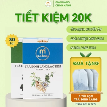 Combo 2 Hộp Trà Cà Gai Leo Xạ Đen và Trà Đinh Lăng Lạc Tiên hộp 30 túi thương hiêu Quà 3 Miền