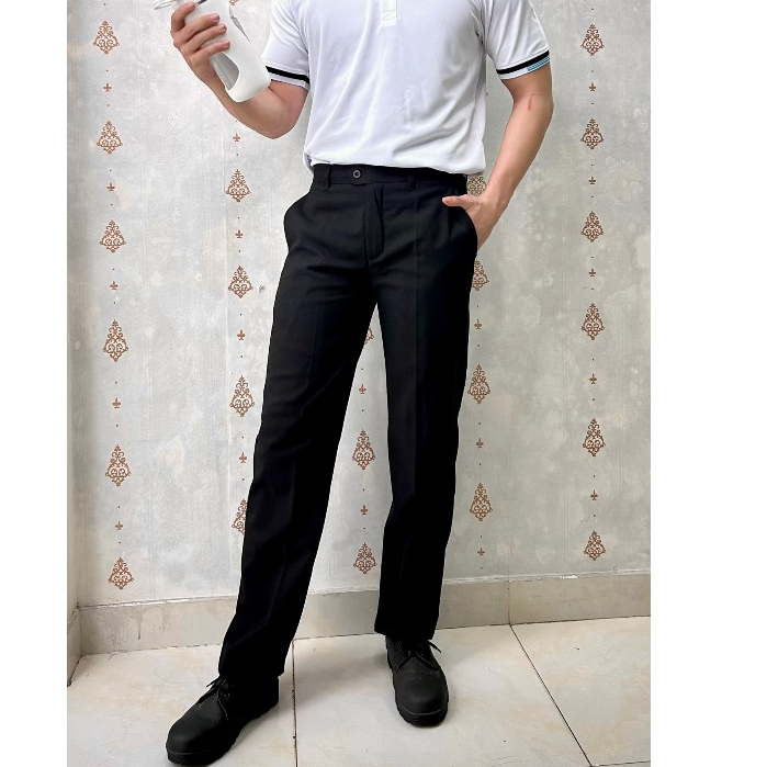Quần Tây Nam, Quần Âu Nam Công Sở Màu Đen Vải Kaki Thun Cao Cấp Form Đẹp, Lịch Lãm, Co giãn Nhẹ - HÌNH THẬT