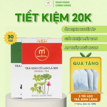 Combo 2 Hộp Trà Cà gai leo xạ đen và Trà Giảo cổ lam lá sen hộp 30 túi thương hiêu Quà 3 Miền