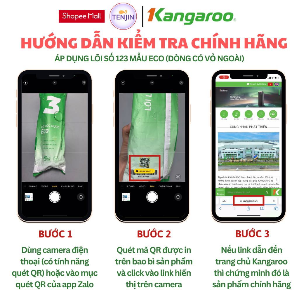 Lõi Lọc Thô Số 2 Kangaroo Than Hoạt Tính Mẫu Mới ECO Chính Hãng Dành Cho Máy Lọc Nước RO
