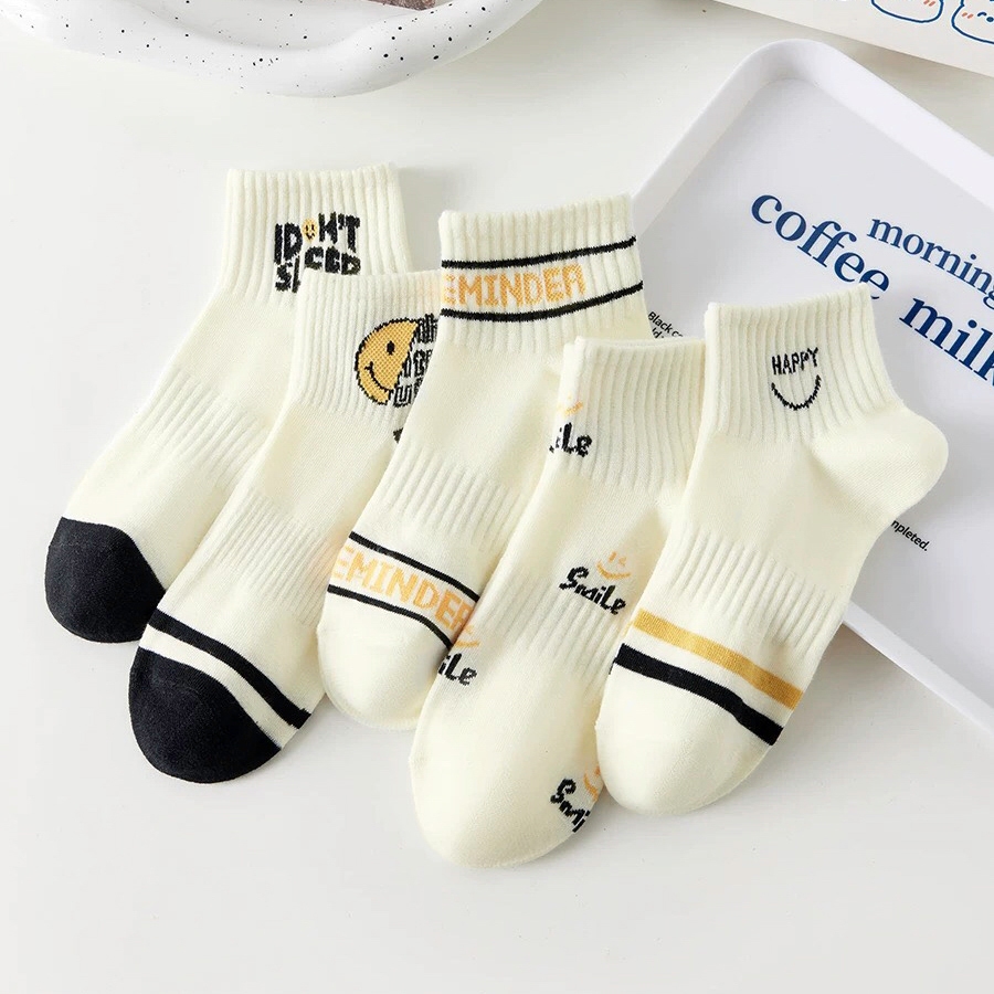 Tất vớ nam nữ cổ ngắn họa tiết dệt hiện đại, chất liệu cotton co giãn 4 chiều - Ekiu Shop
