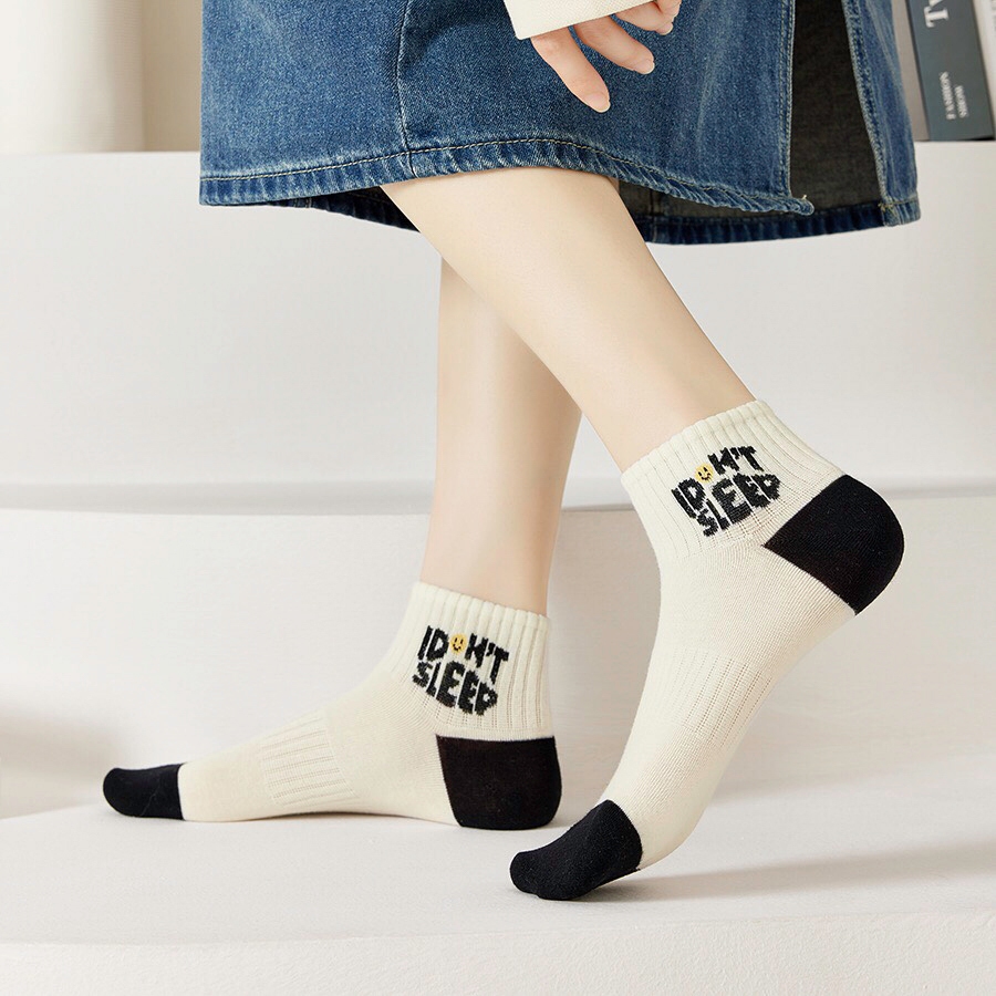 Tất vớ nam nữ cổ ngắn họa tiết dệt hiện đại, chất liệu cotton co giãn 4 chiều - Ekiu Shop