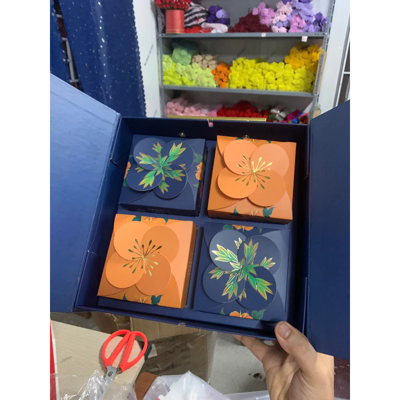 🌜Kèm dao dĩa🌛 Hộp Quà 4 Bánh Trung Thu Truyền Thống 180g TÔN CÙ - XUÂN ĐỈNH