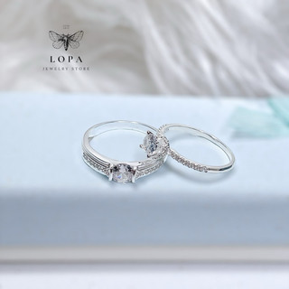 [Hộp Xinh] Nhẫn đôi bạc ta SK100 nam nữ | Nhẫn đôi cao cổ nhỏ xinh đính đá lấp lánh #nhandoi