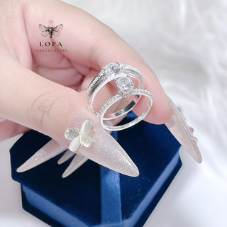 [Hộp Xinh] Nhẫn đôi bạc ta SK100 nam nữ | Nhẫn đôi cao cổ nhỏ xinh đính đá lấp lánh #nhandoi