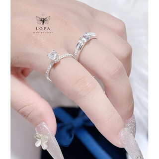 [Hộp Xinh] Nhẫn đôi bạc ta SK100 nam nữ | Nhẫn đôi cao cổ nhỏ xinh đính đá lấp lánh #nhandoi
