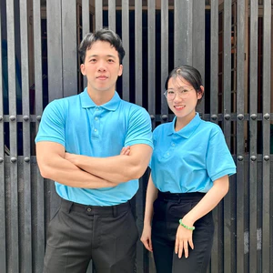 Áo Polo Nam Nữ Đồng Phục Chất Cá Sấu Màu Xanh Dễ Phối Đồ, Không Kén Da