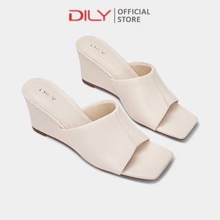 Giày đế xuồng nữ DILY quai ngang bản to tôn chân, guốc đế xuồng mũi vuông cao 7cm DL0537