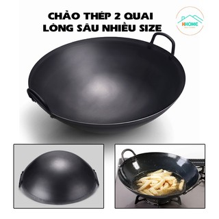 Chảo Thép Cacbon Chống Dính CAO CẤP Kiểu Dáng Sâu Lòng 2 quai - Hunghome