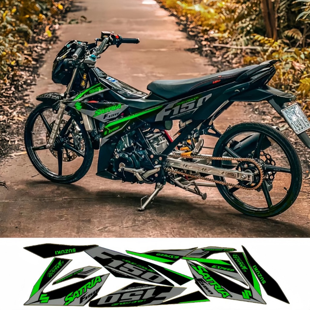 Tem rời SATRIA F150, cao cấp, chất lieuj in 33 lớp PPF, chống nước, không phai màu, nhãn dán.
