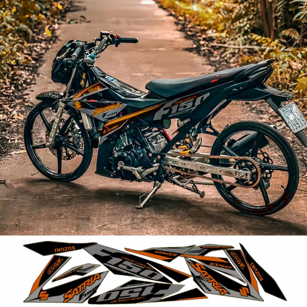 Tem rời SATRIA F150, cao cấp, chất lieuj in 33 lớp PPF, chống nước, không phai màu, nhãn dán.