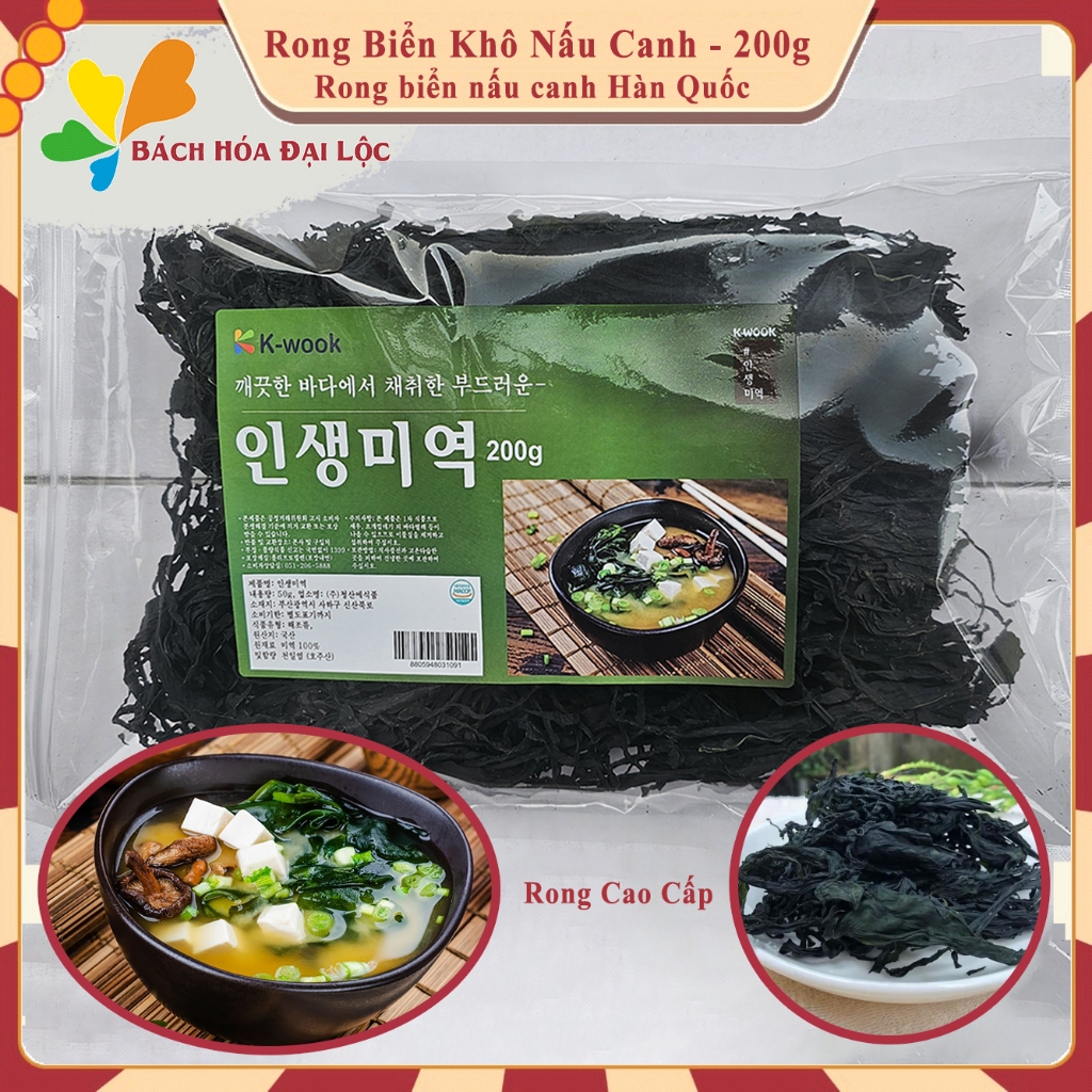 Rong Biển Khô Nấu Canh Hàn Quốc Bịch To - Gói 200g, Rong Biển Sống Hàn ...