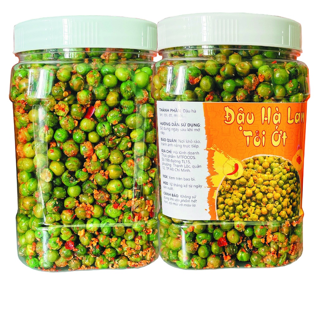 Hộp 500g Đậu Hà Lan Sấy Tỏi Ớt loại 1 siêu ngon MamiFoods