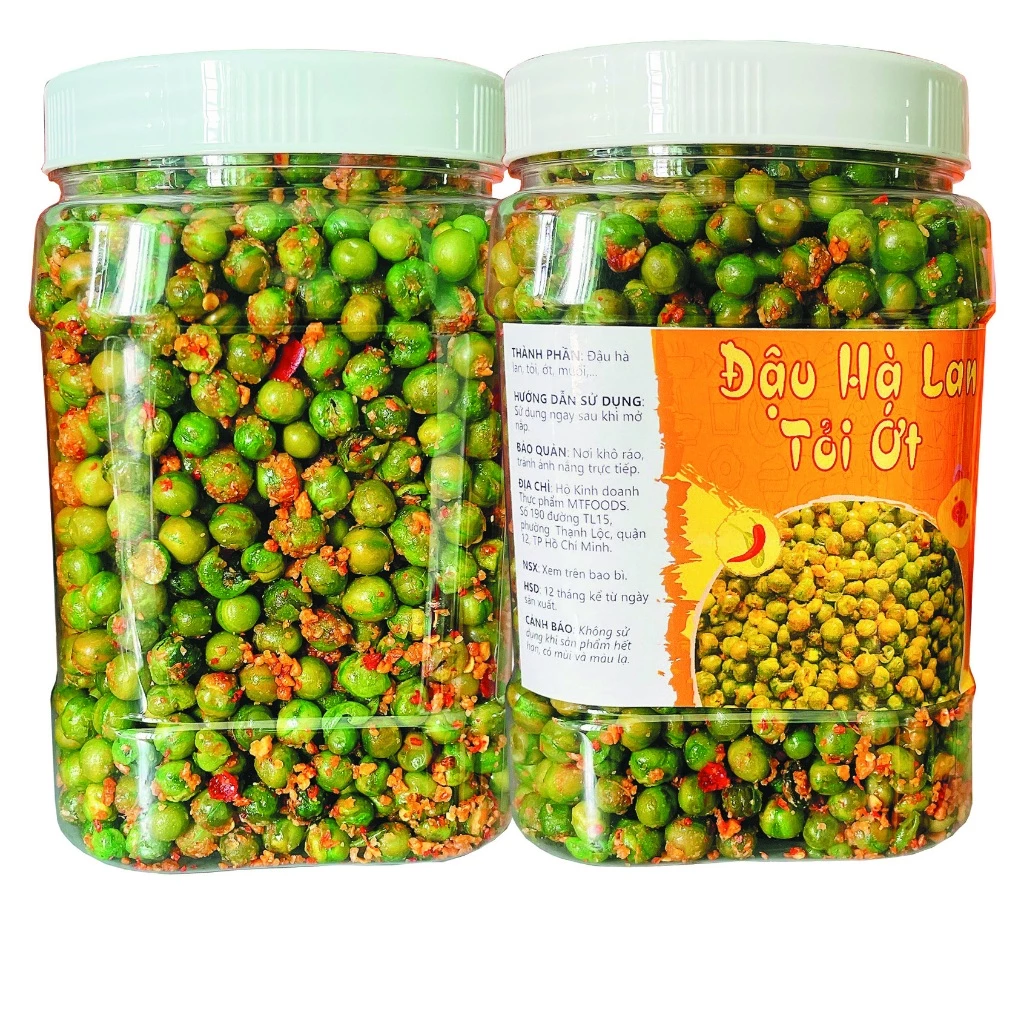 Hộp 500g Đậu Hà Lan Sấy Tỏi Ớt loại 1 siêu ngon MamiFoods