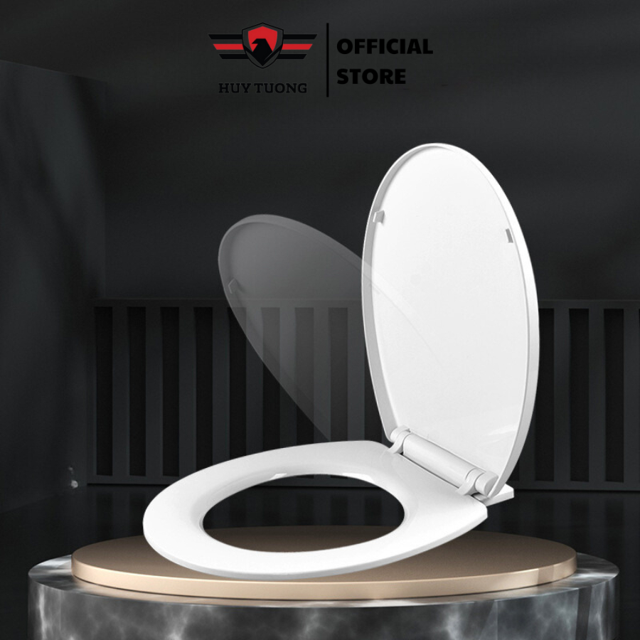Ảnh Nắp bồn cầu đủ bộ, nắp bồn cầu kích thước 39x35cm nhà vệ sinh, W.C chất liệu nhựa cao cấp phù hợp với hầu hết bồn cầu 3