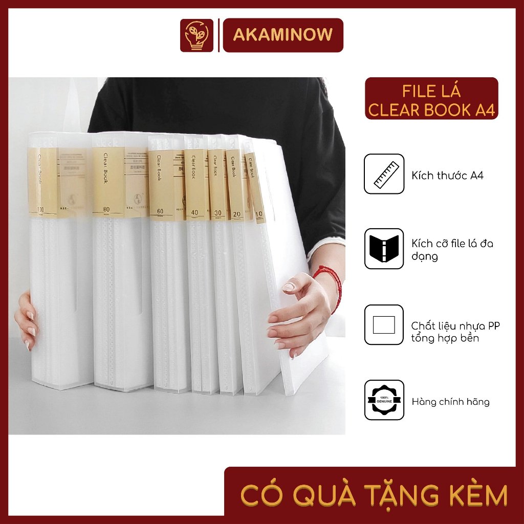 Bìa lá, File lá, Clear Book A4 trắng trong đủ kích cỡ 10/20/40/60/80 ...