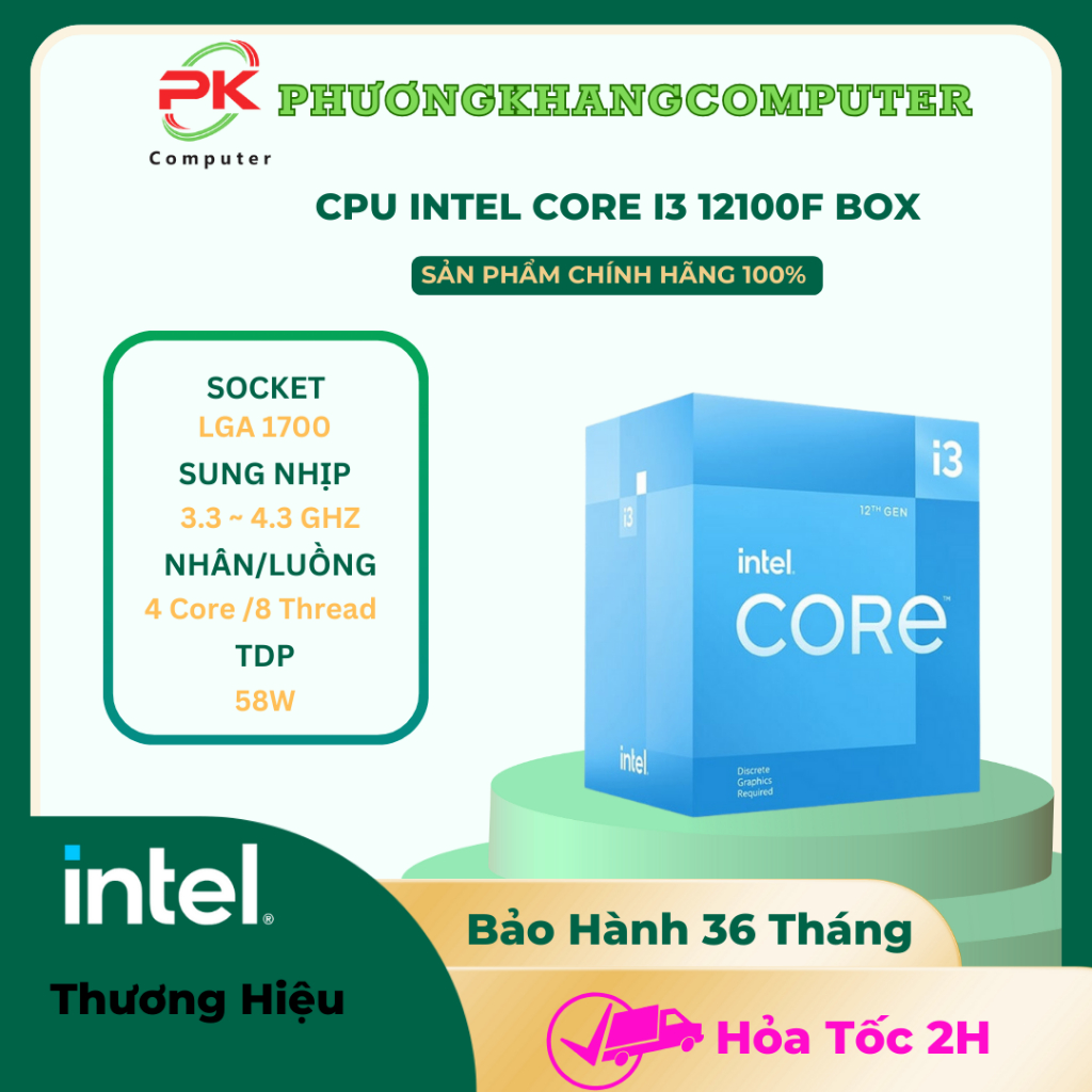 CPU Intel Core I3 12100F / I5 12400 / I5 12400F / I7 12700k / i3 12100 ...