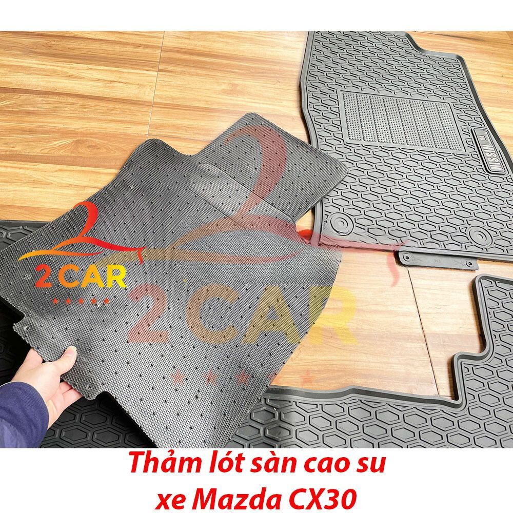 Thảm LÓT SÀN CAO SU Xe Mazda CX30, CX-30 Sàn Cao Su Đúc chuẩn theo xe Mẫu quả Trám