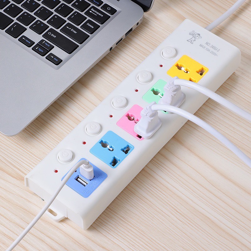 Ổ Cấm Điện Đa Năng Có Công Tắc, Đầu Sạc USB tiện lợi
