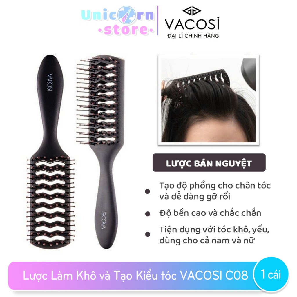 Lược Bán Nguyệt Tạo Kiểu Và Phồng Tóc Vacosi Hair Brush C08