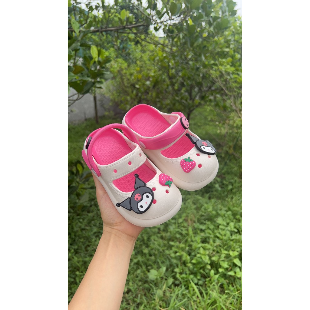 sục đính sticker Kuromi đáng yêu cho bé  EVA nhẹ êm chân mẫu mới QCCC có quai tùy chỉnh thời trang trẻ em A063