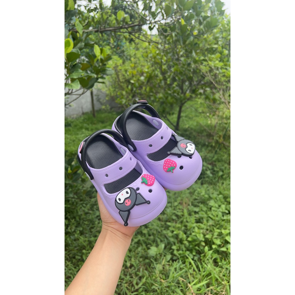 sục đính sticker Kuromi đáng yêu cho bé  EVA nhẹ êm chân mẫu mới QCCC có quai tùy chỉnh thời trang trẻ em A063