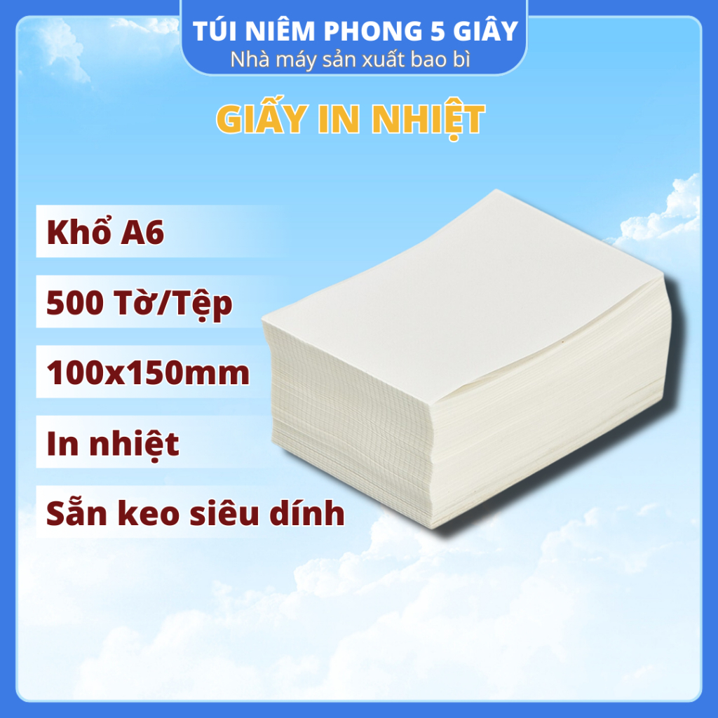 Tệp 500 tờ giấy A6 in đơn hàng tem vận chuyển sàn TMĐT cho máy in nhiệt ...