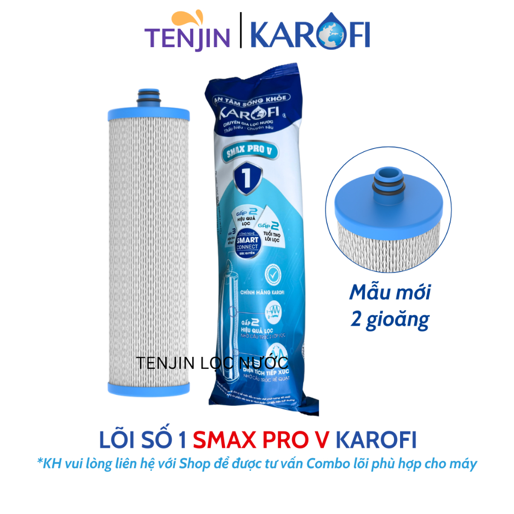 Combo 3 Lõi Lọc Nước 123 Smax Pro V, Lõi Lọc Thô Karofi Smart Model  KAQ-U06, KAD-L56, KAD-D66S, KAD-D528, KAE-S85