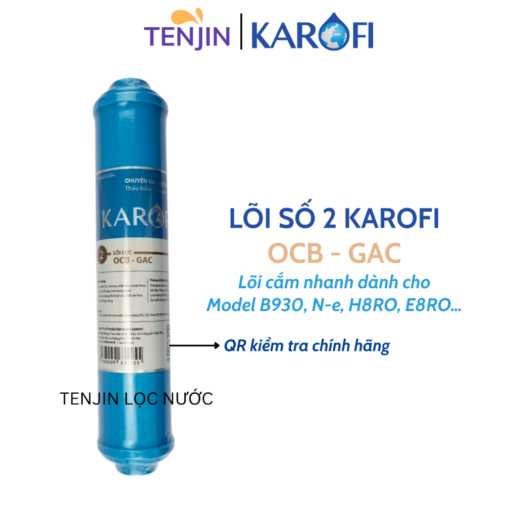 Lõi Smax Duo Số 2 Karofi OCB Nhỏ Than Hoạt Tính Dòng Cắm Nhanh - Lõi Lọc Thô Dùng Cho Máy Lọc Nước RO