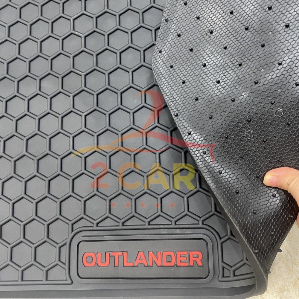 Thảm sàn, lót sàn xe Outlander 2018- 2021, 2023,2024 CHỮ ĐỎ, không mùi dễ dàng vệ sinh