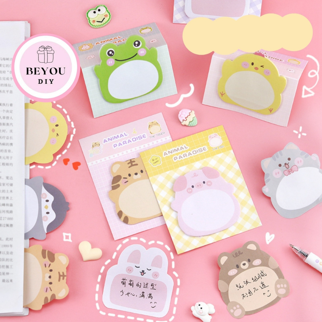 Giấy Note Giấy Ghi Chú Hình Con Vật Dễ Thương Có Sẵn Keo Dán