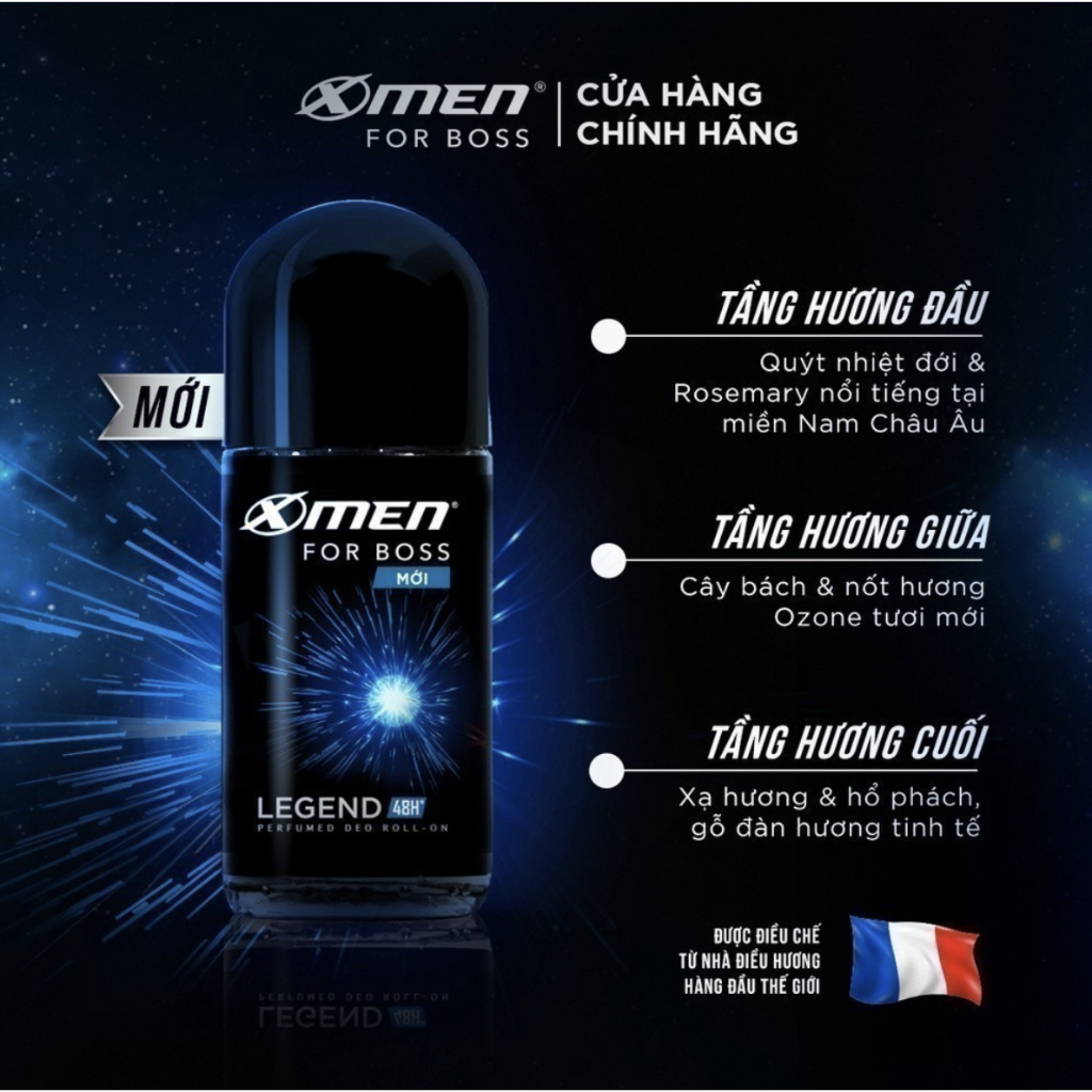 Lăn khử mùi X-Men For Boss Intense chai 50ml