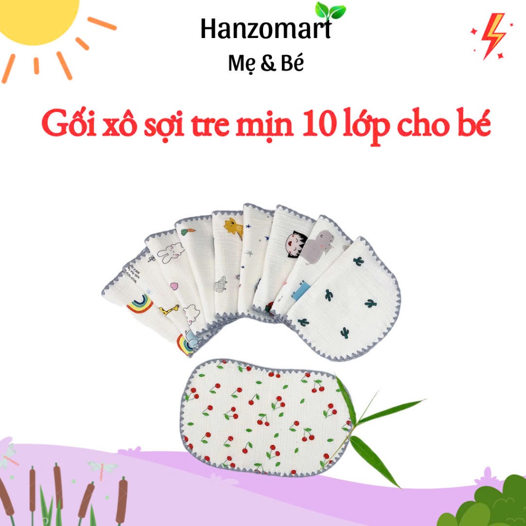 Gối xô sợi tre mịn 10 lớp cho bé - hanzomart