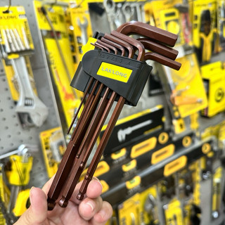 Bộ Lục Giác 9 Chi Tiết  Đầu Bi Loại Dài - Chất liệu Thép S2 Chống Mòn, Gỉ - Vặn Mở Ốc Vít LANLONG