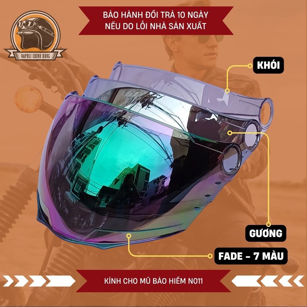 Mũ Bảo Hiểm Napoli Nửa Đầu N011 Kính Đủ Màu [CHÍNH HÃNG] [FREESHIP] - Nón Bảo Hiểm 1/2 Có Lưỡi Trai | BigBuy360 - bigbuy360.vn