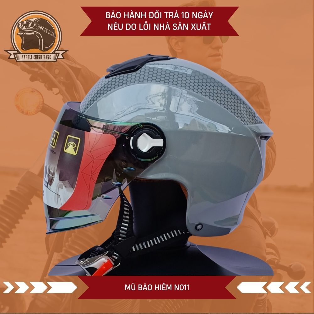 Mũ Bảo Hiểm Napoli Nửa Đầu N011 Kính Đủ Màu [CHÍNH HÃNG] [FREESHIP] - Nón Bảo Hiểm 1/2 Có Lưỡi Trai | BigBuy360 - bigbuy360.vn