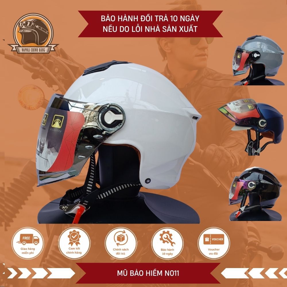 Mũ Bảo Hiểm Napoli Nửa Đầu N011 Kính Đủ Màu [CHÍNH HÃNG] [FREESHIP] - Nón Bảo Hiểm 1/2 Có Lưỡi Trai | BigBuy360 - bigbuy360.vn