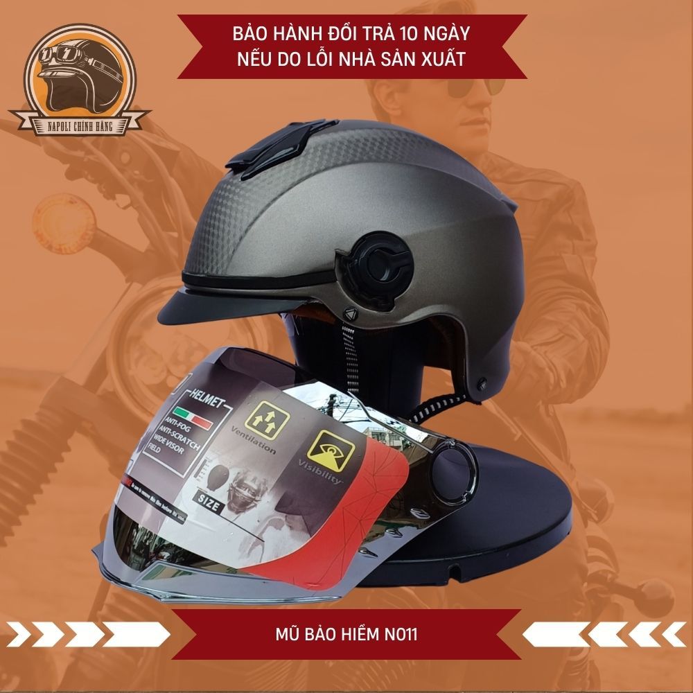 Mũ Bảo Hiểm Napoli Nửa Đầu N011 Kính Đủ Màu [CHÍNH HÃNG] [FREESHIP] - Nón Bảo Hiểm 1/2 Có Lưỡi Trai | BigBuy360 - bigbuy360.vn