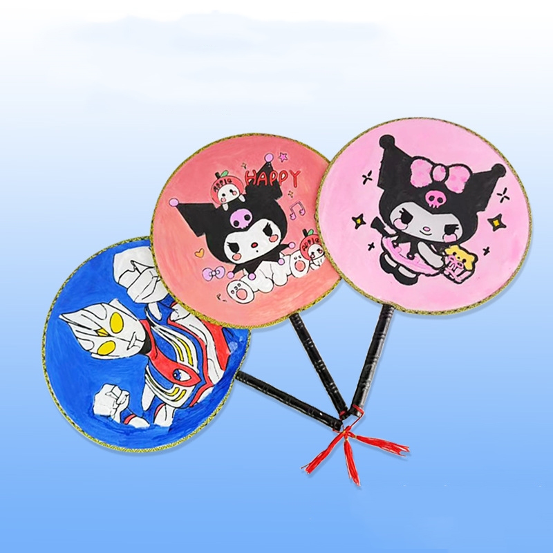 Quạt Tranh Sơn Dầu Tô Màu  DIY Mẩu Kuromi Hoạt Hình Cực Xinh