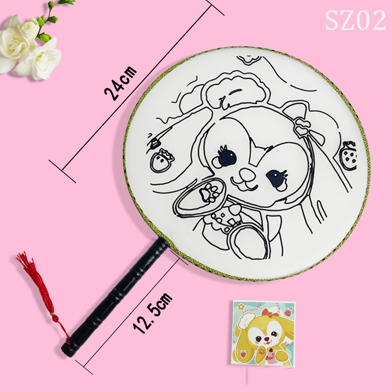 Quạt Tranh Sơn Dầu Tô Màu  DIY Mẩu Kuromi Hoạt Hình Cực Xinh