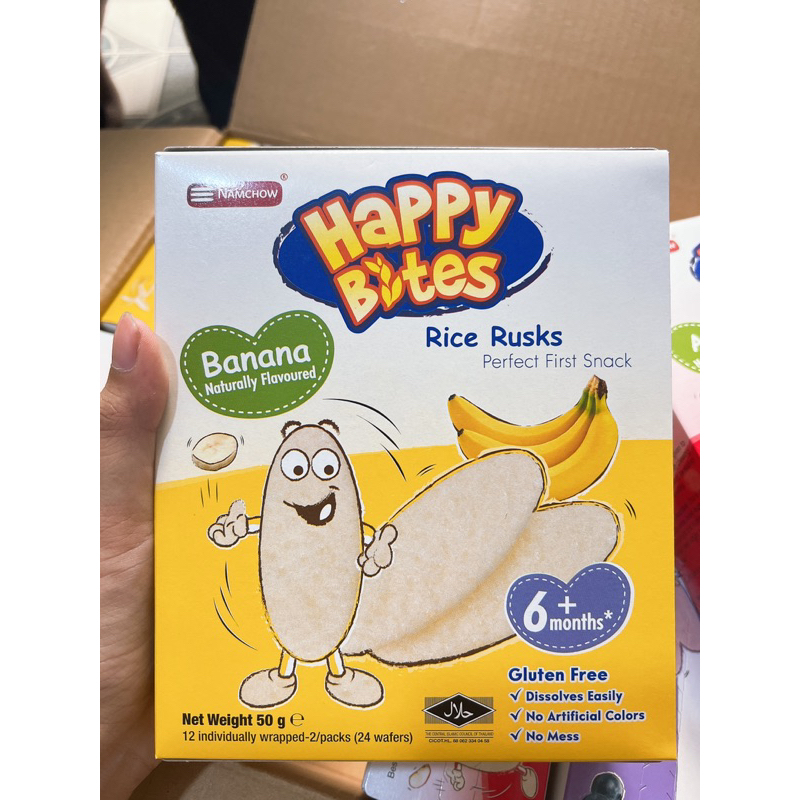Bánh Gạo Ăn Dặm Cho Bé Happy Bites vị chuối, việt quất, táo 6m+ - hanzo2009