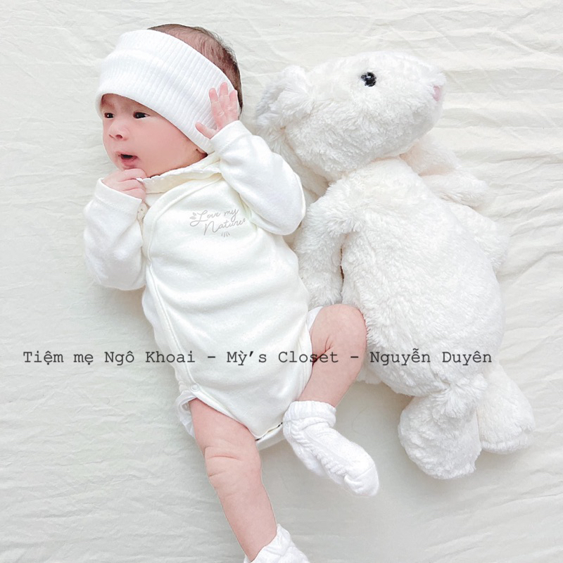 [MD78]NB/1M - 3M ORCHESTRA Body suit cài chéo dài tay kimono chất liệu peptit organic cho bé yêu