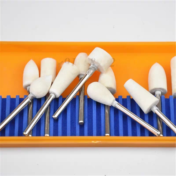 Bộ 13 đầu mài mịn lông cừu cán 3mm, đánh bóng trang sức kim loại đá thủy tinh gỗ gạch men nhựa