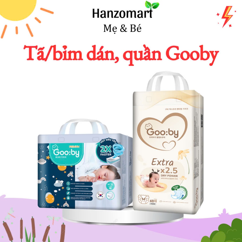 Tã Bỉm Gooby Hàn Quốc Cao Cấp size dán/quần NB/S/M/L/XL/XXLĐủ Size M/L/XL/XXL Cho Bé Từ 6kg - 24kg