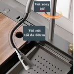 Chậu Rửa Bát 1 Hố Lato INOX SUS304 Cao Cấp Phủ Nano Kèm Vòi Thác Nước Thớt Khay Rửa Xiphong Bảo Hành 10 Năm — ảnh 2