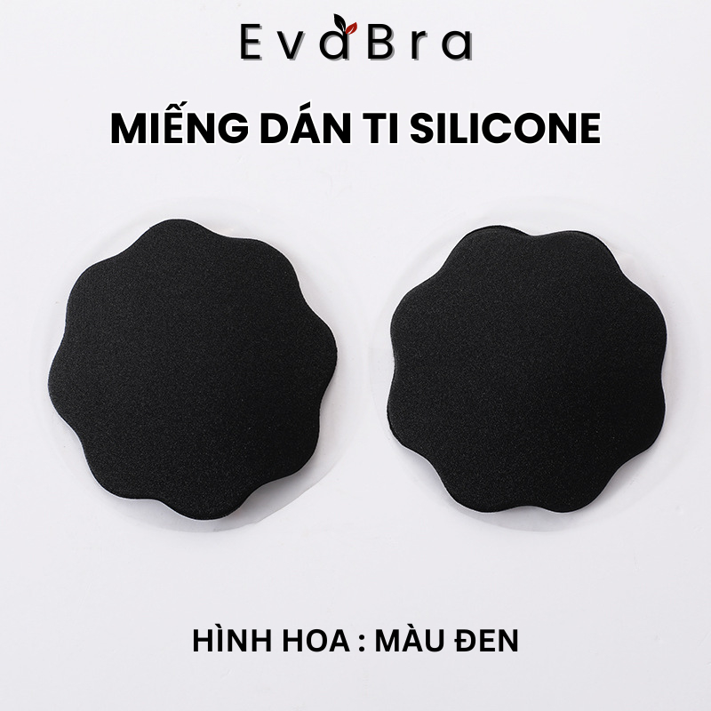 1 Cặp dán nhũ hoa chất vải, dán ti hình hoa dày có keo, có thể tái sử dụng nhiều lần màu trắng đen EVA BRA 0122