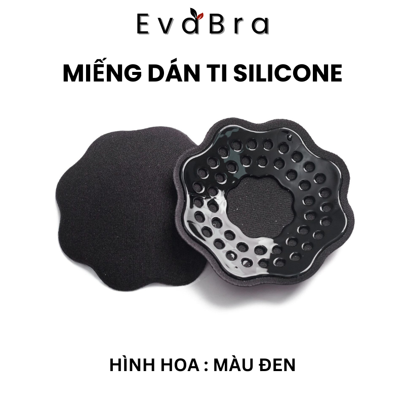 1 Cặp dán nhũ hoa chất vải, dán ti hình hoa dày có keo, có thể tái sử dụng nhiều lần màu trắng đen EVA BRA 0122