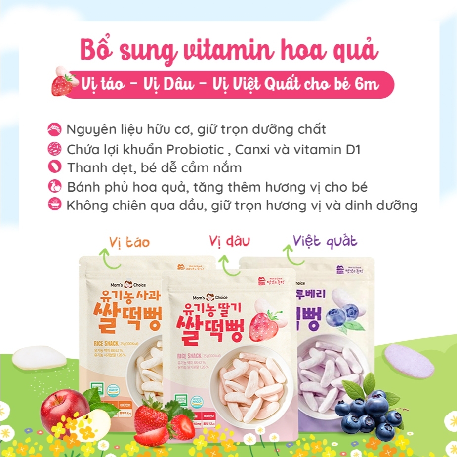 Bánh gạo ăn dặm hữu cơ Mom’s Choice cho bé từ 6m+