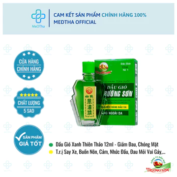 Dầu Gió Trường Sơn - Dầu Gió Xanh, Giảm Đau, Chóng Mặt, Nhức Đầu, Đau Mỏi Vai Gáy Lạnh Bụng (Lọ 2.5/6ml)